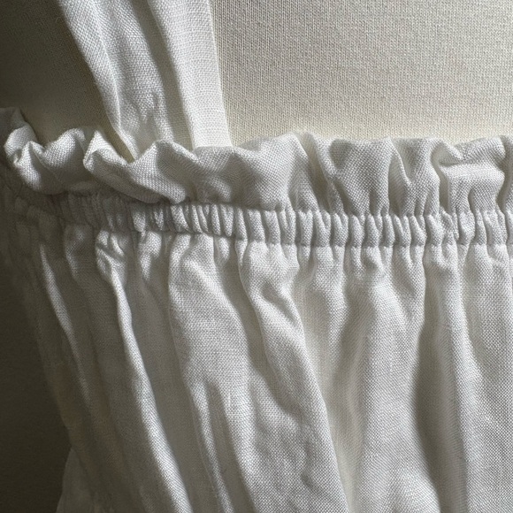Faithful The Brand Camille Elegant White Linen Ruffle Strap Tank Top. Cropped - Picture 8 of 16